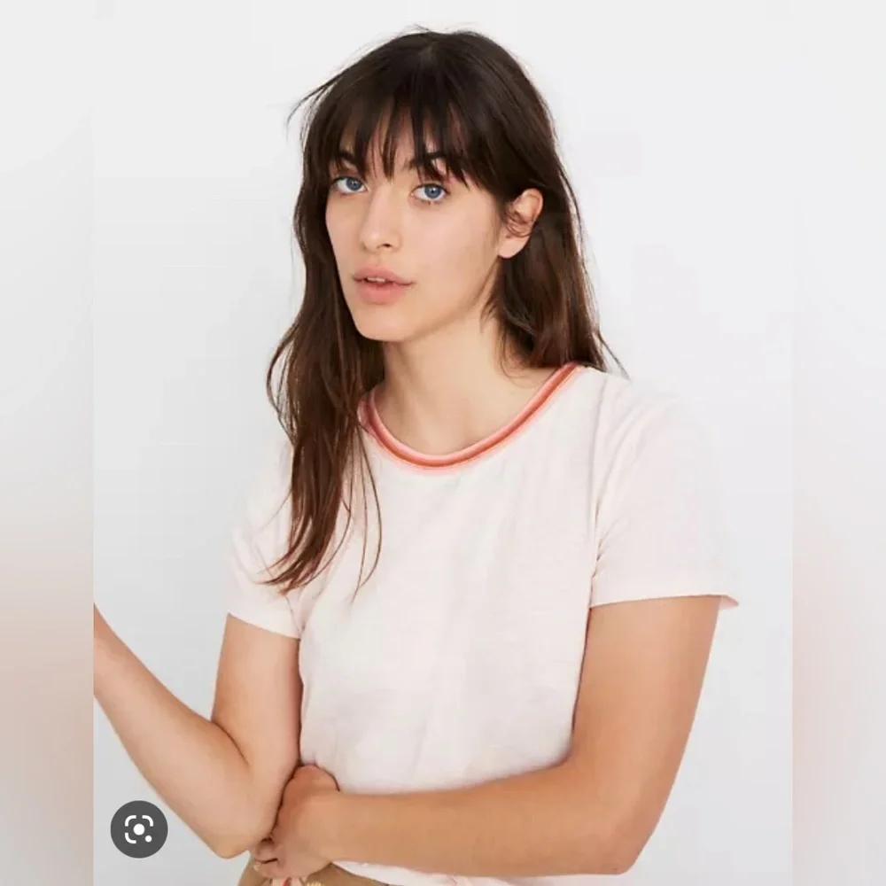 Madewell Whisper Cotton Ringer Tee in Pink Size L - Picture 2 of 6